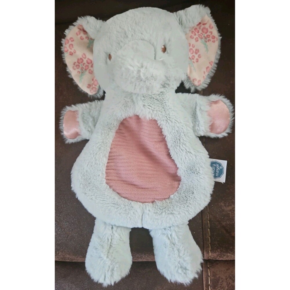 Mary Meyer Baby Elephant Lovey White Swirl Flat Floppy Plush Stuffed Animal 12”